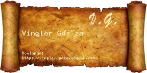 Vingler Géza névjegykártya